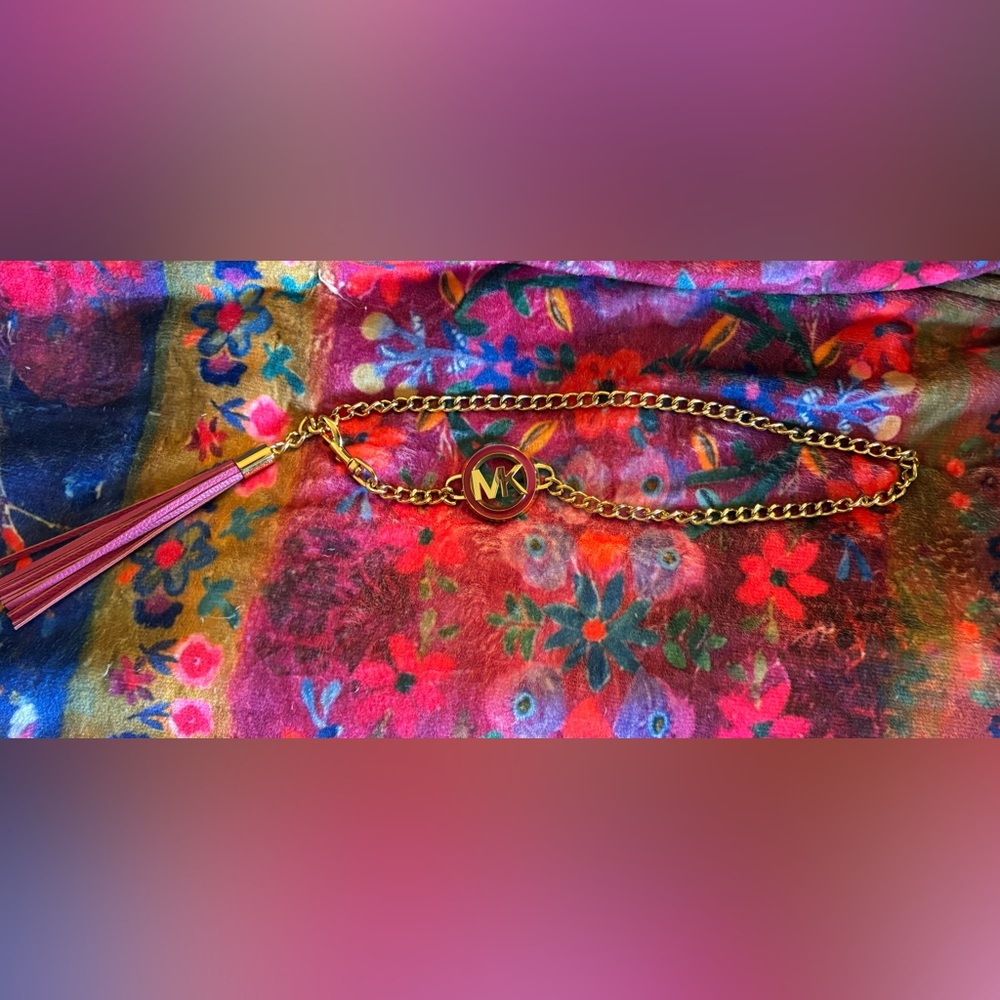 Michael Kors Gold Chain Belt with MK Emblem